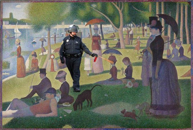 Casually Pepper Spray Everything Cop, dans le tableau de George Seurat