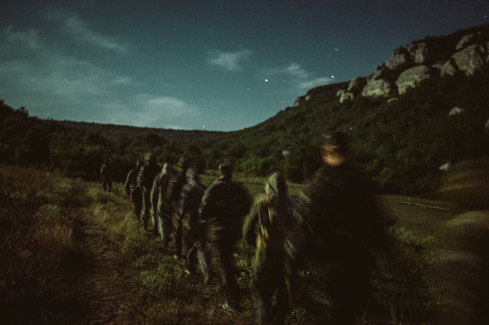 The night combat training in the mountains.